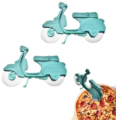 2 Pcs Pizza Cutter Creative Bike Stainless Steel Pizza Wheel Cutter for Home Office