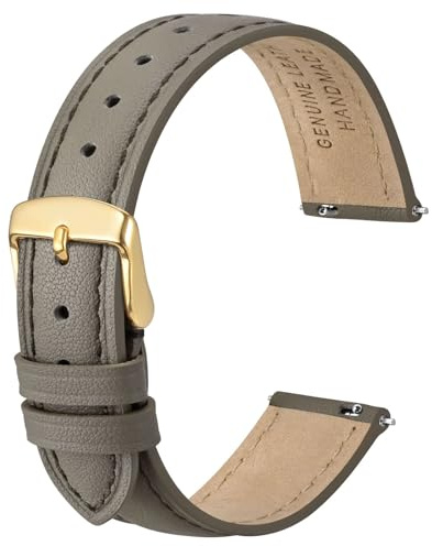 Anbeer Flat Thin Elegantes Echtes Leder Uhrenarmband, Schnellverschluss Ersatz Uhrenarmband für Frauen, Mehrere Größenauswahl
