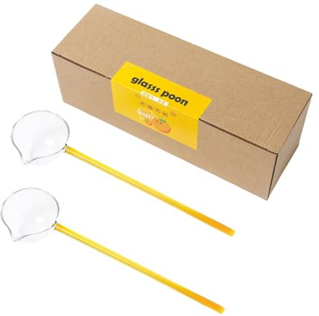 Beimus Lot de 2 louches en verre transparent à long manche pour servir et remuer