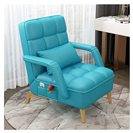 Chaiselongue-Sofa für Schlafzimmer, Einzelsofa für kleine Wohnungen, Leder, Wohnzimmer-Liegestuhl, Arbeitszimmer-Sofa, Stuhl, Büro-Schreibtischstuhl, Rückenlehne, Pedal-Aufbewahrung, Lazy Floor Chair