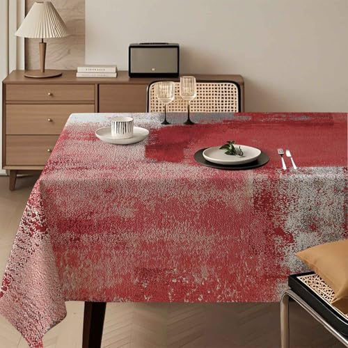 Mantel 140 x 240 cm Rojo Pintura de Arte Moderno Manteles Antracita Lavable Decoración de Mesa Rectangular Vintage Decoración Estética Mantel para Fiesta de otoño Bodas Vacaciones Cumpleaños