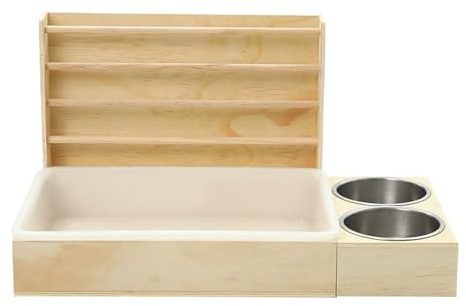 Holz Kaninchen Heuhändler - Anti -Abfall -kleine Tiere, die Schalen mit Müll füttern, für Kaninchen Meerschweinchen Chinchilla Kainchen andere kleine Tiere