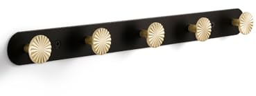 JIASENBAO Patère Murale 1 Pièce, Crochet Noir et Or pour Serviettes, Salle de Bain et Cuisine, Porte-manteau Robuste en Alliage de Zinc