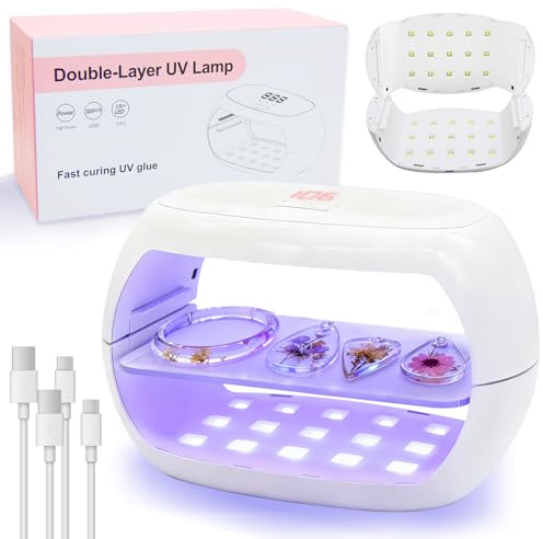 Amlope 36W Doppelseitige UV Harz Lampe zur Harzhärtung mit LED Anzeige | Schnellhärtung, 3 Timer, Für DIY, Für Harz, Formen, Schmuckherstellung