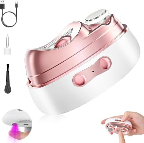 Electric Nail Clippers, 4-in-1 Electric Nail Trimmer with Nail File, Polishing, UV Nail Lamp & Nail Scraps Storage, Nail Clippers for Toenails, Electric Nail File for Baby Kids Adults Elderly
