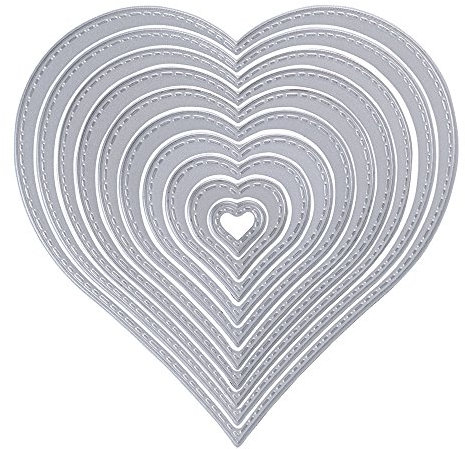 10 Stück Metall Herz Form Stanzschablonen Metall Schneiden Schablonen Stanzformen Silber für DIY Scrapbooking Album, Schneiden Schablonen Papier Karten Sammelalbum Deko