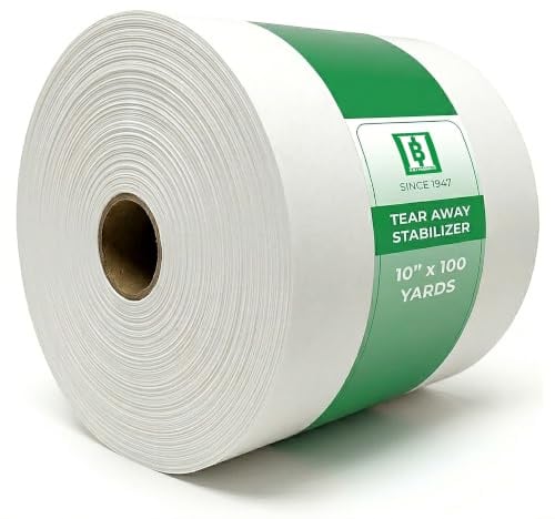 H.B.I. Products - Stabilizzatore da ricamo a strappo, peso medio, 25,4 cm x 91,4 m, per ricamo a macchina e a mano, 51 g
