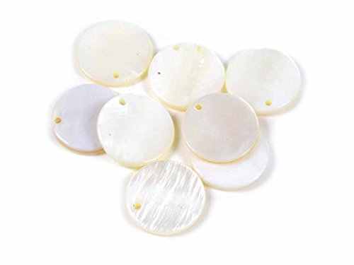 Placa de nácar en color blanco 15 mm 20 Unidades de Vintage Parts DIY Joyas Nácar colgante colgante nácar plättchen caracola conchas colgante