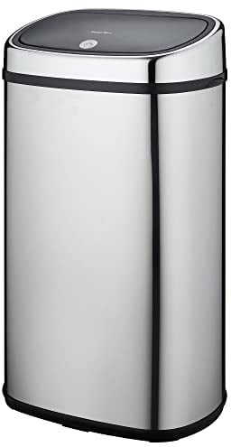 KITCHEN MOVE City Cubo de Basura Push One-Touch semiautomático de Cocina con Forma Cuadrada de Acero Inoxidable Cromado 60L, Plateado, 60 l