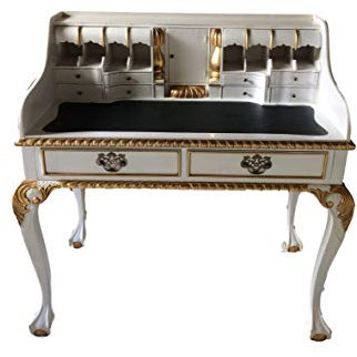 Antiker Barock Louis Seize Renaissance Rokoko Sekretär Farbe:weiß/Gold Schreibtisch Schminktisch Länge102xHöhe108xBreite58cm Nr.4
