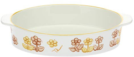 THUN ® - Teglia Ovale Piccola - Linea Nova Villa Adatta Forno e microonde - Porcellana - 31 x 19 cm