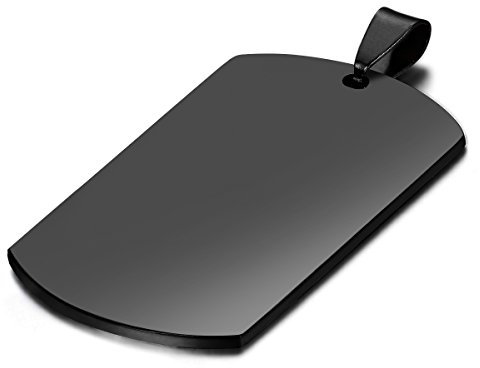 JewelryWe Dog Tag Kette Herren: Schwarz Edelstahl Halskette Männer Militärische Erkennungsmarke Hundemarke Armee Stil Dog Tag Anhänger mit 55cm Kette Geschenk