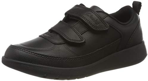 Clarks Boy's Scape Flare Low Top Sneakers, Black Black Leather Black Leather, 13.5 UK Child