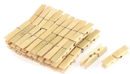 ALOUD CREATIONS 40 pcs Mini Natural Wood Pin for Photos | Natural Bamboo Wooden Clips | Close Pins for Pictures, Display Artwork, Baby Shower | Cloth Clips Peg Chimti for Decoration Crafts Hanging
