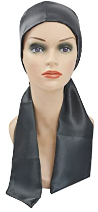 Satin Haarband Perücken Grip Band Stirnband rutschfestes Haarband Damen für Yoga, Make-up, Sport (schwarz)