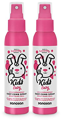 sanosan Leichtkämm Spray für Kinder - Leichtkämmspray mit Bio Olivenextrakt & Milchprotein im 2er Pack (2x 125 ml) - Haarpflege, Pflegespray