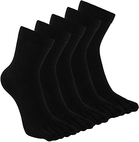 PUTUO Chaussettes 5 Doigts Homme Chaussettes Orteils Séparés, Sport Chaussette Doigt de Pied Homme Chaussette Five Fingers, noir, 39-44