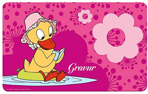 Schnatterinchen Kinderbrettchen mit eigener Gravur/Namen Frühstücksbrettchen (Unser Sandmännchen)