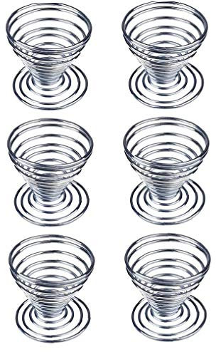 MICHAELA BLAKE 6pcs en Acier Inoxydable Coquetier Oeufs Lanyard Spiral Cuisine Petit déjeuner Hard Boiled Holder Spring Egg Cup