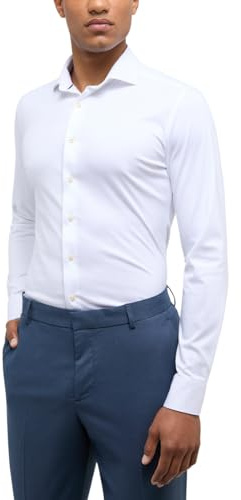 eterna Long Sleeve Shirt Slim FIT Soft Tailoring Jersey White Uni Hemd,