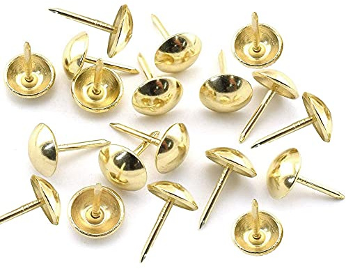 nanaxagly Polsternägel, 100 Stück, 7/16 Zoll, Antiker runder Kopf, Möbelnägel, Dekoration, Daumen, Pinnnadeln für Polstermöbel, Korkplatten, DIY-Projekte, Heimdekoration (Gold)