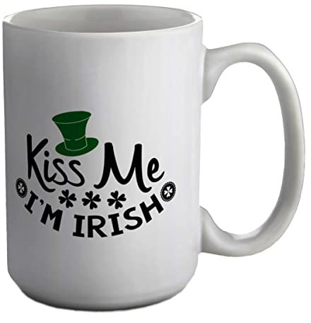 Shopagift Kiss Me I'm Irish White 15oz Large Mug Cup