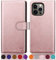 SUANPOT for iPhone 13 Pro 6.1 inch case with [Credit Card Holder][RFID Blocking],PU Leather Flip Book Protective Cover Women Men for apple 13 Pro Phone case Rose Gold