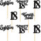 Blumomon Black Glitter 18th Birthday Cupcake Toppers Happy Birthday Time to Adult Cupcake Toppers Happy 18th Cake Decorations for 18th Birthday Sweet 18 Theme Party Supplies