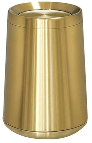 LEASYLIFE 10 L/3 Gallen,Swing Top Gold Trash Can,Brushed Stainless Steel Garbage Can with Flipping Lid,for Bathroom,Living Room,Bedroom,Hotel (Gold)
