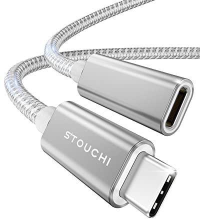 Stouchi USB C Verlängerungskabel 1,8m (6ft), USB Typ C Stecker auf Buchse USB 3.1(5Gbit/s) 100W Schnelllade-und Audio-Datenübertragungskabel Kompatibel für Pad mini 6,M1 M2 MacBok Pro,Pixel 6a Silber