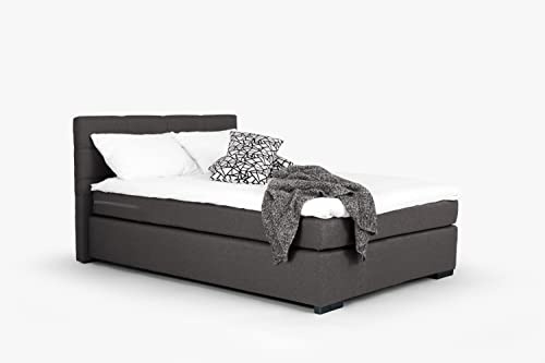 Mivano Boxbett Beast/Komfortables Polsterbett mit Durchgehender H3-Matratze und Topper/Liegefläche 120 x 200 / Liegehöhe 50 cm/Flachgewebe, Dunkelgrau