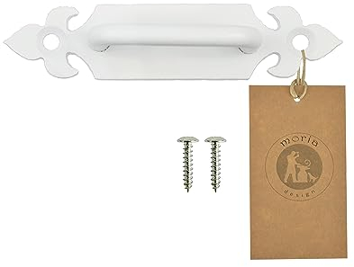 MORIA DESIGN Rustikal Türgriff 13 cm aus Zertifizierter Stahl, Scharnier Attrappen Griffe für Kommoden, Möbelschränke, Holzmöbel, Türen Möbel, Pulverbeschichtet, Weiß