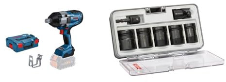 Bosch Professional BITURBO GDS 18V-1050 H - Atornillador de impacto a batería (sin batería, en L-BOXX) + Set de 7 suplementos de llave de vaso Impact Control - SW13; SW17; SW19; SW21; SW24; 40 mm