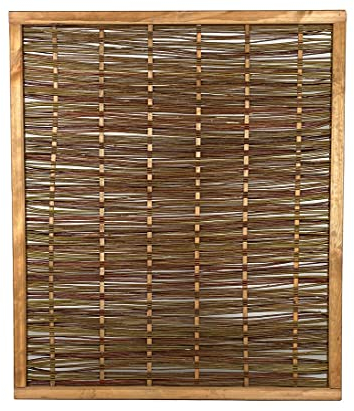 Weidenzaun MIA Natur 140x120cm geflochten aus naturbelassener Weide, Holzrahmen gebeizt