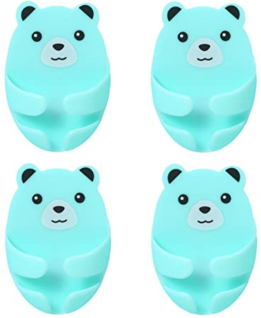 Steckerhalter, 4 Stück Steckhaken, Wandmontage, Stecker-Organizer, niedlicher Bär, selbstklebender Stecker, Kabelhalter, für Badezimmer, Küche, Wohnzimmer, Büro, Grün