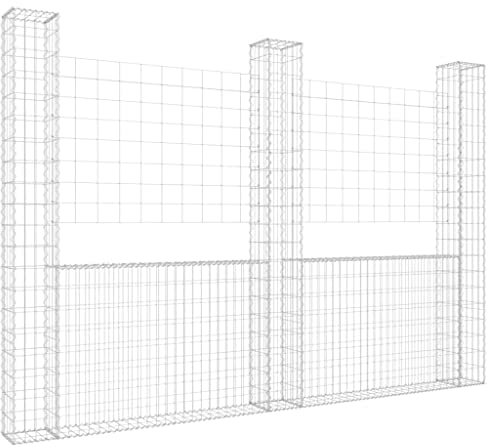 Panier de gabion en forme de U avec 3 poteaux Fer 260x20x200 cm