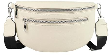 Damen Tasche Gürteltasche Crossbody Leder Optik Hüfttasche Bauchtasche Umhängetasche Cross-Over Bodybag Schultertasche Handytasche Leder Optik Beige