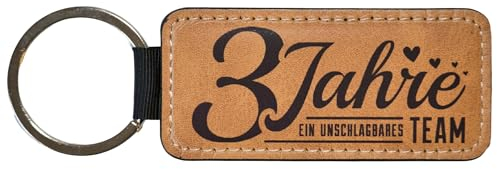 Geschenk zur Ledernen Hochzeit - 3 Jahre ein unschlagbares Team – 3. Hochzeitstag - 3 Jahre Ehe, Jubiläum, Jahrestag - Schlüsselanhänger