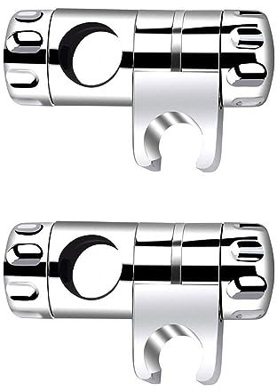 2Pcs 25mm Shower Head Holder Bracket Replacement, Shower Riser Rail 360 Degree Adjustable Shower Bracket Polished Chrome