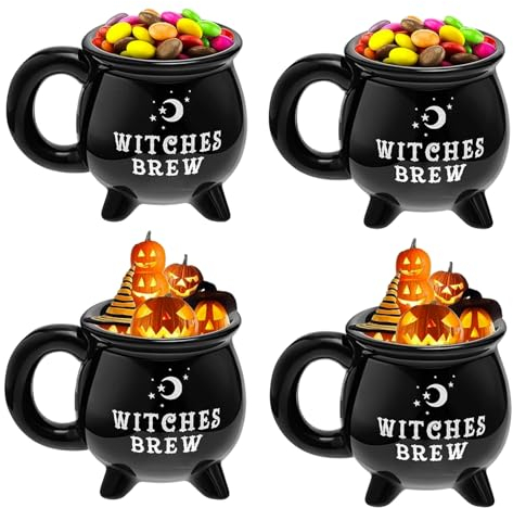 Hexenkessel-Tasse | Witches Brew Mug | Schwarze Keramik Zaubertrank Becher | Große Hexenkessel Kaffeetasse Teekessel | Halloween-Tischdekoration | Geschenk zum Geburtstag