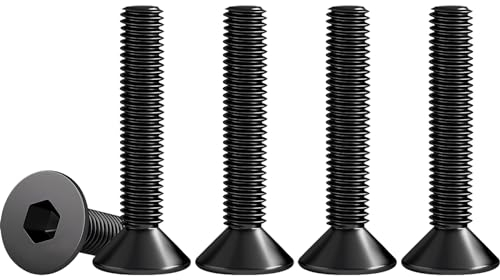 Drenky 50 Pièces M4 X 30mm Vis à Tête Fraisée Allen - Acier Inoxydable A2 V2A Noir - Hexagonales Norme DIN 7991 / ISO 10642