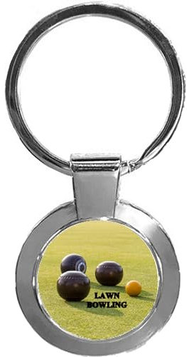 Lawn Bowling Bowls Sport Luxury Round Shaped Metal Keyring In A Gift Box
