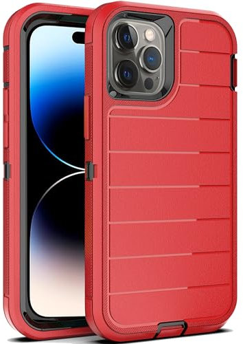 YmhxcY for iPhone 14 Pro Max Case,3-in-1 Super Heavy duty phone protective case/Shock Protection/Dust Proof/Super sturdy, Designed for iPhone 14 Pro Max 6.7-Red/Black