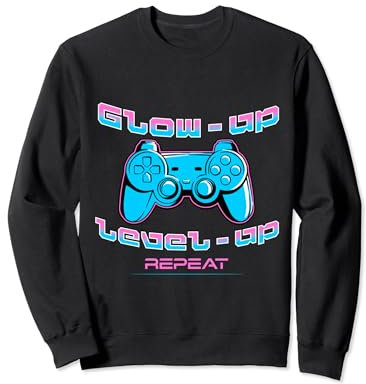 Gamer Gaming Controller Retro Level Up Videospiel Geek RPG Sweatshirt