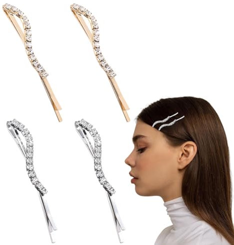 JRYXDS Fermagli per Capelli Strass, Fermagli per Capelli, 4 Pezzi Mollette con Strass, Cristallo Forcine Perni per Capelli, Accessori per le Donne