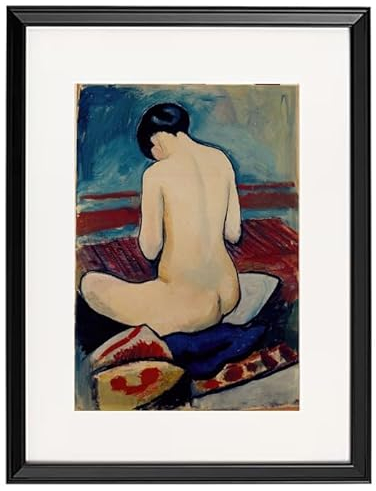 Generic August Macke - Sitzender Akt mit Kissen 1911 / Kunstdruck gerahmt/Bilder Wand Dekoration/Format: 32x42 cm
