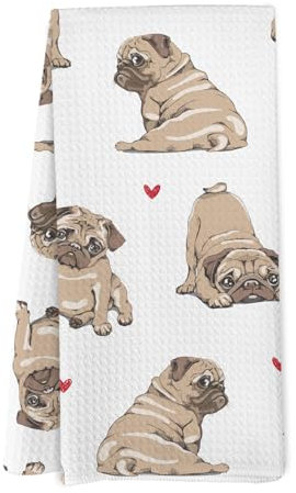 Yorhifa Mops-Geschenke, dekorative Küchentücher, Mops-Dekor-Handtuch, Geschirrtücher für Bad, Mops, Geschenke für Hundeliebhaber, Frauen, Hundebesitzer, Geschenke für Küche, Badezimmer, 40,6 x 61 cm