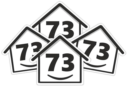 4 x Bin Numbers for Wheelie Bins, 1-99, 15cm ‘Happy House’ Design Dustbin Stickers, Easy Application Stick On Number Stickers - Weatherproof Self Adhesive Vinyl, Black (73)