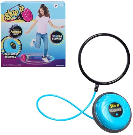 Just Play Skip It Retro Outdoorspielzeug, Leuchtender Ball mit digitalem Zähler, Pink, Weiches Schaumstoff-Ankelband, 79 cm lang, Bildschirmfreies Spiel, Ab 5 Jahren