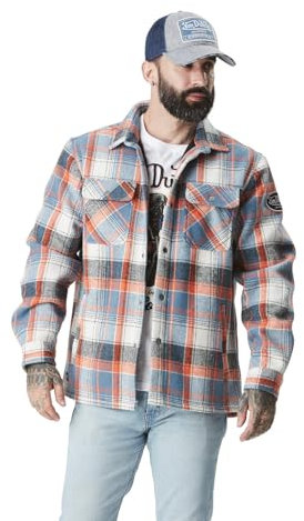 Von Dutch Surchemise Homme, Doublure Polaire, Veste Homme à carreaux Pepper, Bleu Taille M